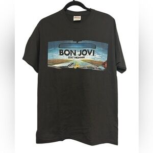 VTG Bon Jovi Lost Highway Tour-Live and In Your Face Hanes Heavyweight Tee Sz M